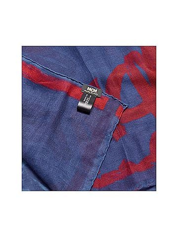 MCM Women's Blue Allover Logo Print Silk Wool Large Scarf Shawl (view 2)