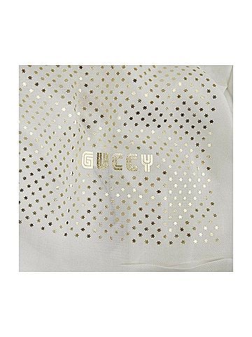 Gucci Women's White Modal / Cashmere "GUCCY" Star Print Large Square Scarf (view 2)