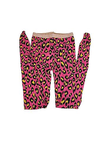 Gucci Women's Pink Yellow Blossom GG Leopard Print Tights(Medium) (view 2)