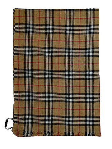Burberry Classic Gauze Vintage Brown Checker Wool Silk Scarf (view 2)