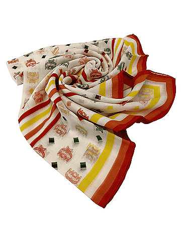 MCM White/Rainbow Logo Silk/Modal Jacquard Scarf (view 2)