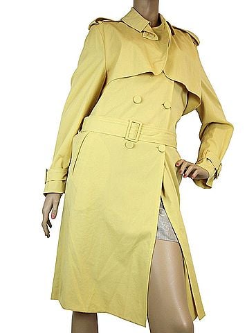 Bottega Veneta Women's Yellow Virgin Wool Trench Coat Jacket (42) (view 2)