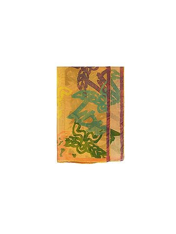 MCM Women's Yellow Allover Logo Print Silk Wool Large Scarf Shawl (view 1)