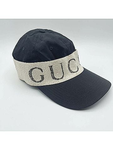 Gucci Unisex Black Canvas White Headband Cabardine Baseball Hat (58 IT / M) (view 1)