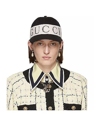 Gucci Unisex Black Canvas White Headband Cabardine Baseball Hat (58 IT / M) (view 2)