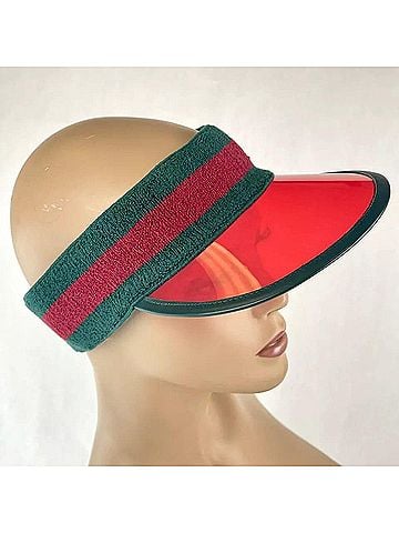 Gucci Unisex Red Vinyl Visor Hat w/Green Red Banded Headband (57 cm / S) (view 1)