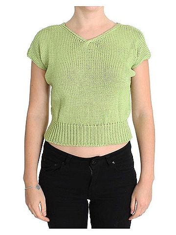 Pink memories Green Cotton Blend Knitted Women's Sweater (view 1)