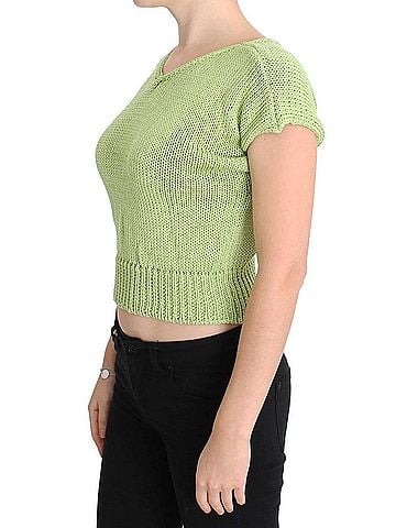 Pink memories Green Cotton Blend Knitted Women's Sweater (view 2)