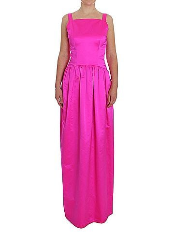 Dolce & Gabbana Basic Pink Silk Long Sheath Ball Gown Women's Dress (view 1)