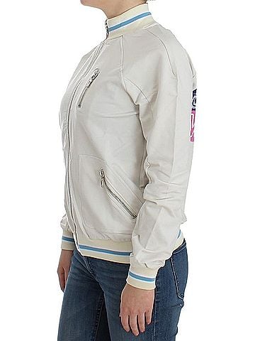 John Galliano White Mock Zip Cardigan Sweatshirt Women's Sweater (view 2)