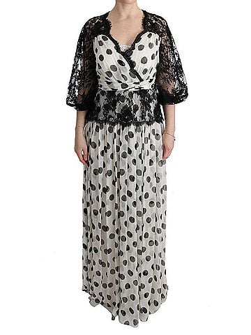Dolce & Gabbana Basic Black White Polka Dotted Floral Women's Dress (view 1)
