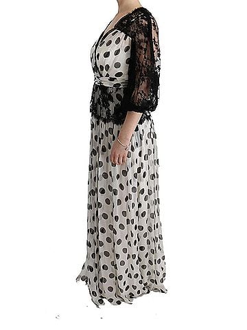 Dolce & Gabbana Basic Black White Polka Dotted Floral Women's Dress (view 2)