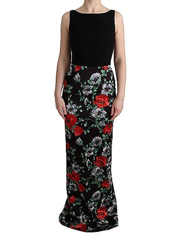 Dolce & Gabbana Basic Multicolor Floral Print Stretch Sheath Long Women's Dress (view 1)