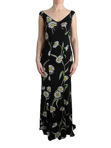 Dolce & Gabbana Basic Sunflower Silk Stretch Sheath Women's Dress (view 1)