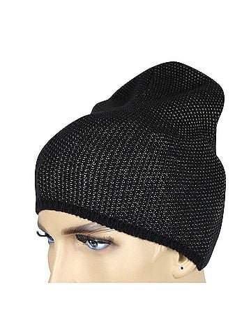 Gucci Unisex Black / Beige Wool Cashmere Cotton Small Knit Beanie Hat With Logo (view 1)