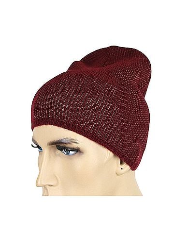 Gucci Unisex Burgundy Wool Cashmere Cotton Medium Knit Beanie Hat With Logo (view 1)