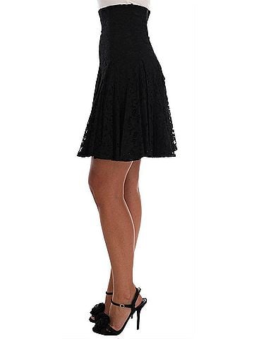 Dolce & Gabbana Basic Black Floral Cutout Lace A-Line Women's Skirt (view 2)