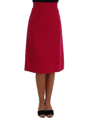 Dolce & Gabbana Basic Pink Wool Knee Long A-Line Women's Skirt (view 1)