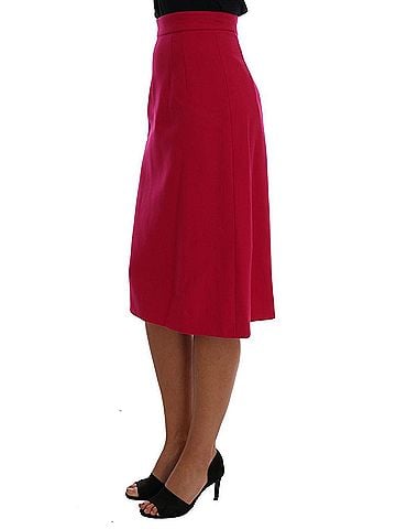 Dolce & Gabbana Basic Pink Wool Knee Long A-Line Women's Skirt (view 2)
