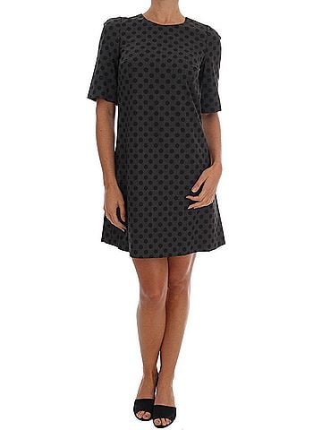 Dolce & Gabbana Basic Gray Polka Dotted Wool Stretch Women's Dress (view 1)