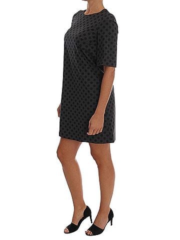 Dolce & Gabbana Basic Gray Polka Dotted Wool Stretch Women's Dress (view 2)