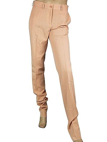 Bottega Veneta Women's Belt Line Peach Virgin Wool Dress Pant (44) (view 1)