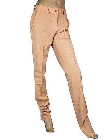 Bottega Veneta Women's Belt Line Peach Virgin Wool Dress Pant (44) (view 2)