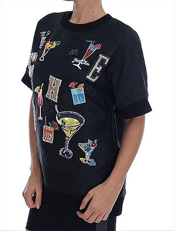 Dolce & Gabbana Basic Black Brocade Cocktail Crystal Women's Sweater (view 2)