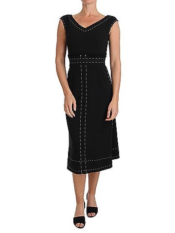 Dolce & Gabbana Basic Black Wool Stretch A-line Sheath Women's Dress (view 1)