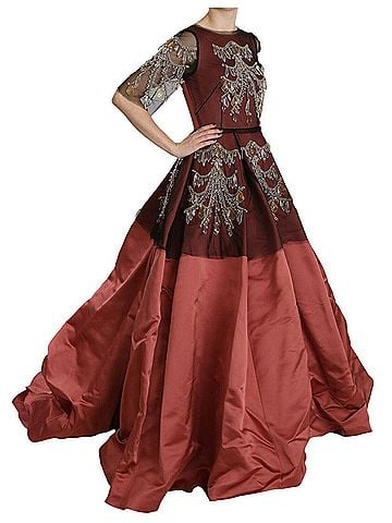 Dolce & Gabbana Basic Crystal Chandelier Silk Princess Gown Women's Dress (view 2)