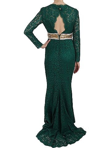 Dolce & Gabbana Basic Crystal Gold Belt Lace Sheath Gown Women's Dress (view 2)