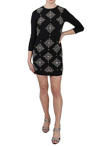 John Richmond Black Crystal Stretch Mini Shift Women's Dress (view 1)
