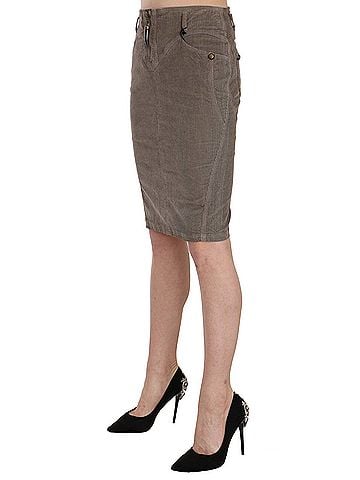 Roberto Cavalli Gray Corduroy Pencil Straight A-Line Women's Skirt (view 2)