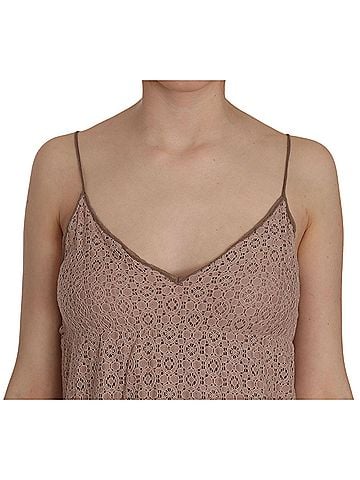 Pink memories Beige Spaghetti Strap A-line Mini Cotton Women's Dress (view 2)