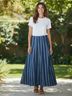 AVA Stripes Blue Denim Skirt Size L - photo 3