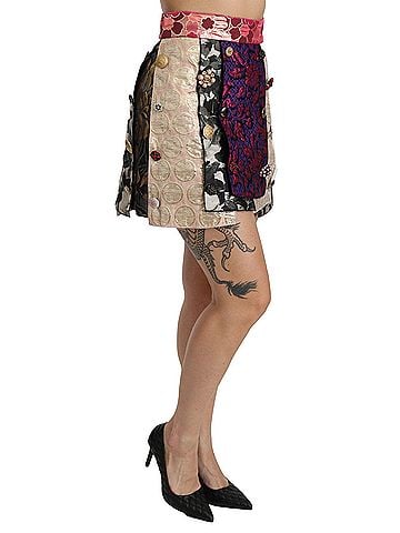 Dolce & Gabbana Basic Multicolor Floral Jacquard Crystal Women's Skirt (view 2)
