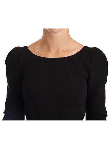 Dolce & Gabbana Basic Black Wool Stretch Sheath Open Back Women's Dress (view 2)