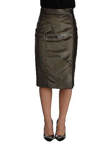 GF Ferre Metallic Gray High Waist Pencil Midi Women's Skirt (view 1)