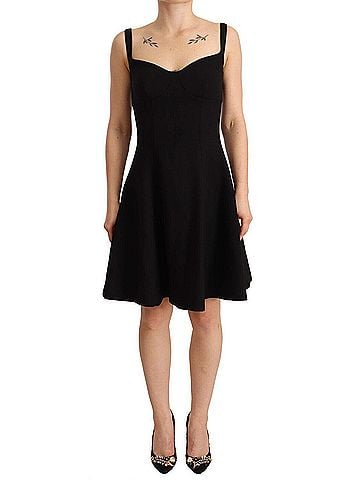 Dolce & Gabbana Basic Black Fit Flare Wool Stretch Sheath Women's Dress (view 1)
