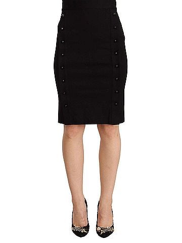 GF Ferre Black High Waist Viscose Knee Length Pencil Cut Women's Skirt (view 1)