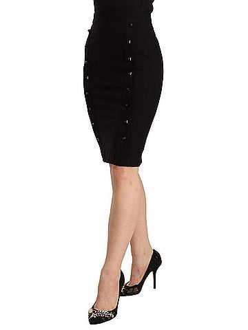 GF Ferre Black High Waist Viscose Knee Length Pencil Cut Women's Skirt (view 2)