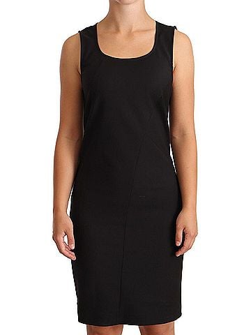 Patrizia Pepe Black Cotton Blend Sleeveless Knee Length Sheath Women's Dress (view 1)