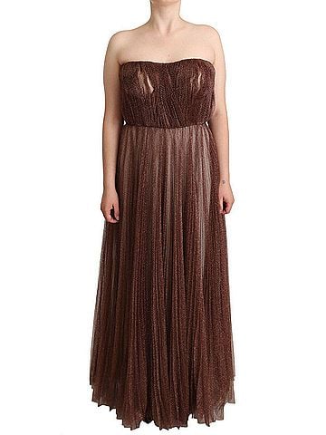Dolce & Gabbana Basic Metallic Bronze Polyester Maxi Gown Women's Dress (view 1)