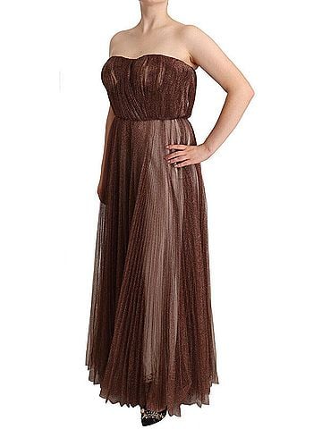 Dolce & Gabbana Basic Metallic Bronze Polyester Maxi Gown Women's Dress (view 2)