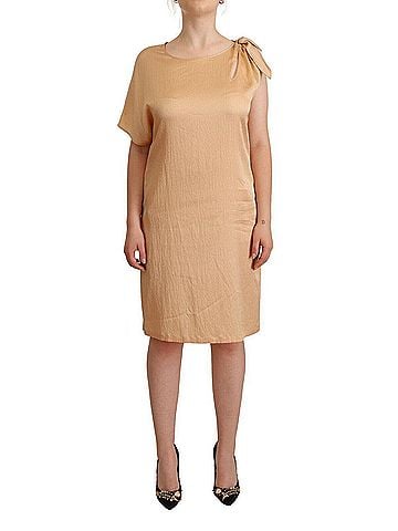 Moschino Beige One Sleeve Knee Length Shift Women's Dress (view 1)