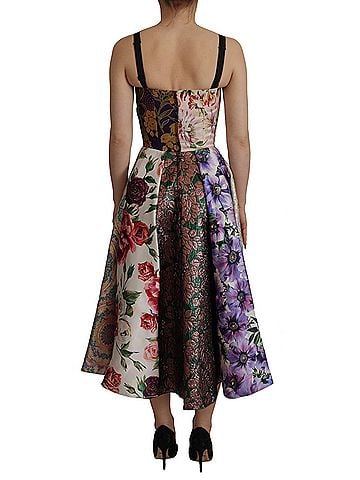 Dolce & Gabbana Basic Dress Midi Patchwork Floral Jaquard Women's Silk (view 2)