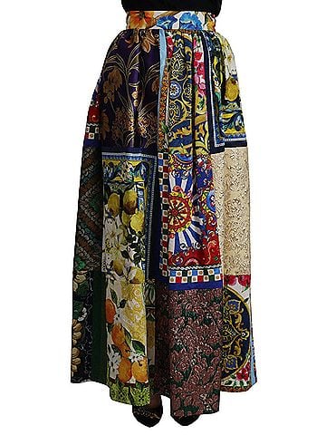 Dolce & Gabbana Basic Multicolor Patchwork Sicily Long Maxi Women's Skirt (view 1)