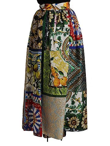Dolce & Gabbana Basic Multicolor Patchwork Sicily Long Maxi Women's Skirt (view 2)