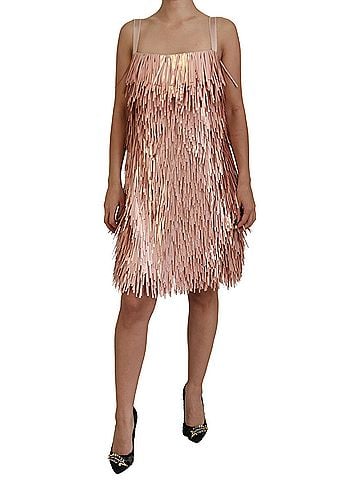 Dolce & Gabbana Basic Pink Tinsel Sleeveless Shift A-line Women's Dress (view 1)