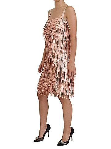 Dolce & Gabbana Basic Pink Tinsel Sleeveless Shift A-line Women's Dress (view 2)